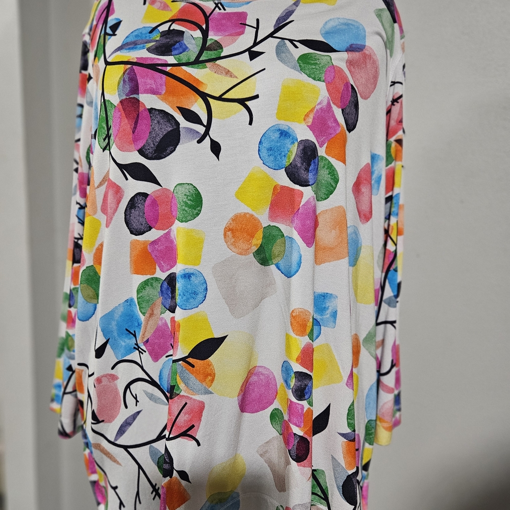 Ali Miles Colorful Abstract Long Sleeve Top